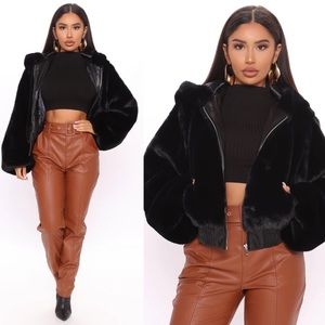 Hooded Faux Fur Jacket